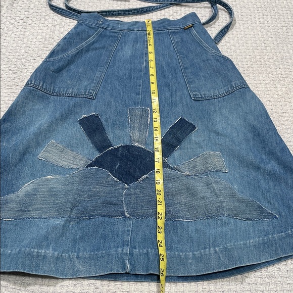 Vintage Wrangler Denim Patchwork Wrap Skirt Tie Size Small - Picture 16 of 16